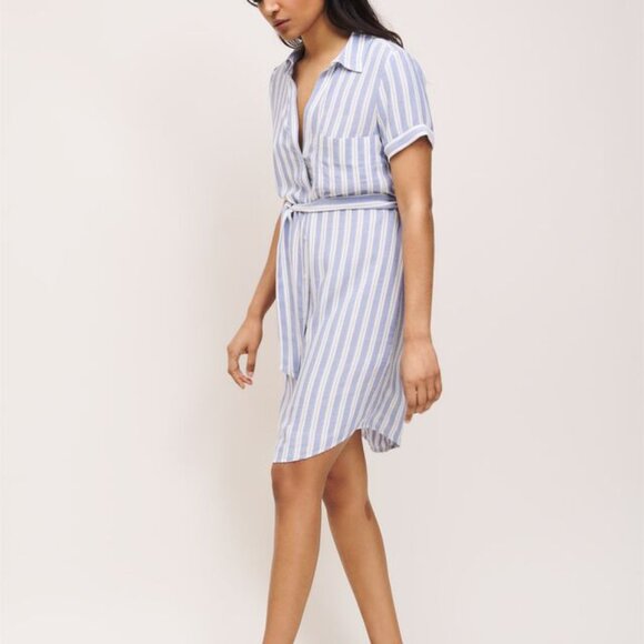 100% Rayon Shirt Dress‎ stripe collared light so comfortable oversized Dynamite - Picture 2 of 16